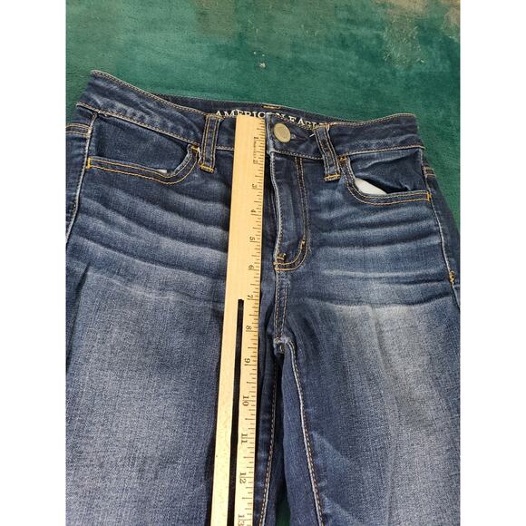 American Eagle Jeans Size 2 Womens Blue Denim Stretch Pants High Rise Jegging - Picture 7 of 13